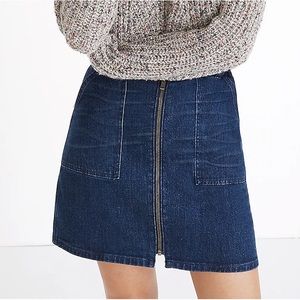 Madewell 28 Mini Denim Utility Skirt, Blue Jean Zipper Pocket Front A-Line Y2K